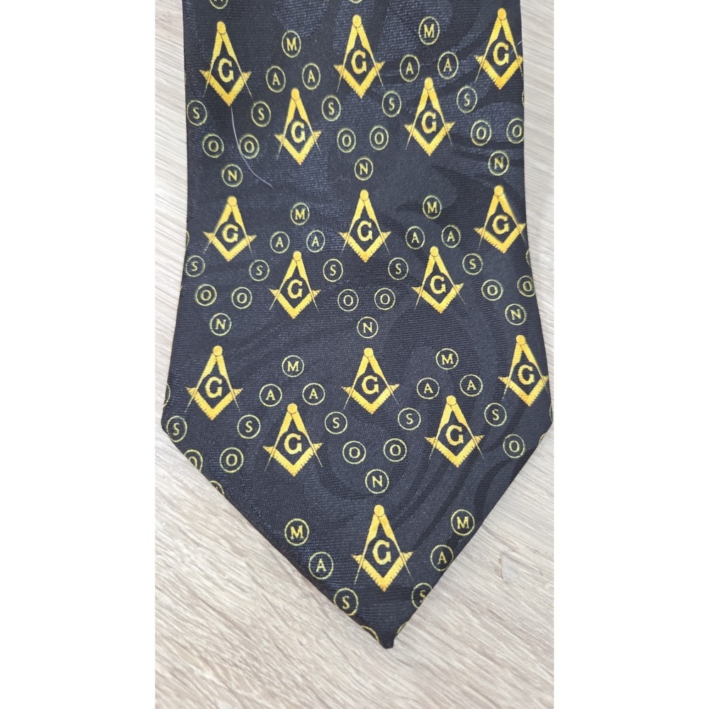 Freemasonry Masons Logo Steven Harris Black Necktie